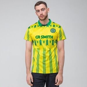 Celtic FC Mens Shirt Kit Jersey 1989/91 Away Retro Yellow and Green Size M